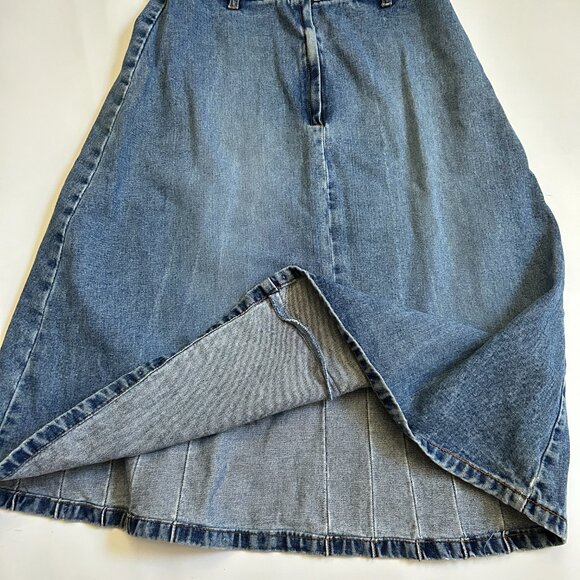 Vintage Denim Jean A Line Midi Skirt Women’s Size M High Waist Modest 90s Y2K - Picture 6 of 10